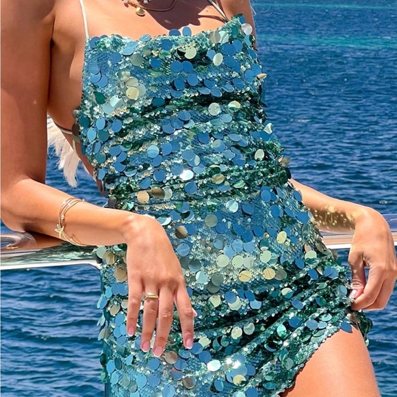 Beginning Boutique Dresses & Skirts - Beginning Boutique Sequin Mini Dress in Green